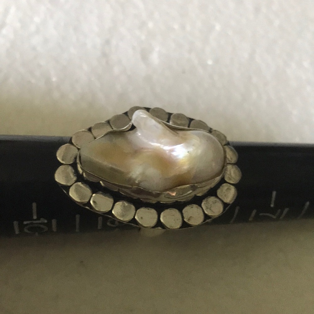 Vintage 925 Biwa pearl ring - Picture 3 of 4